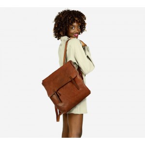 K39F Sac à dos sac à main 2 en 1 femme homme noir marron. Sac à dos unisex urbain cuir italiene vintage 